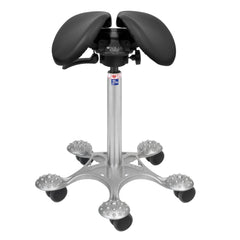 Nahkaverhoiltu Salli SwingFit -satulatuoli, musta.