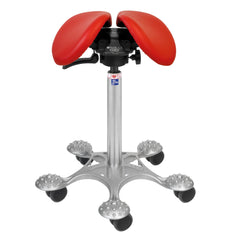 Nahkaverhoiltu Salli SwingFit -satulatuoli, punainen.