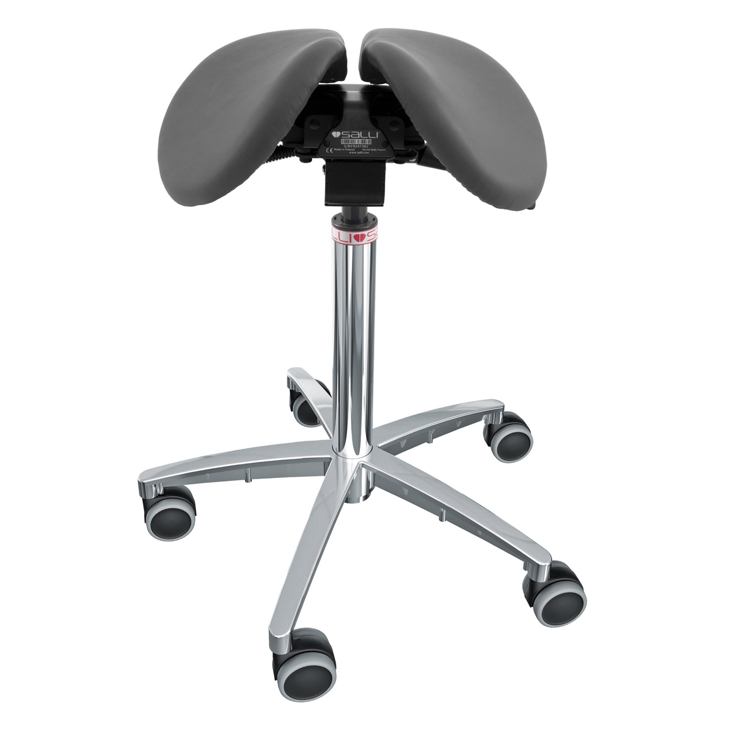 Nahkaverhoiltu Salli MultiAdjuster -satulatuoli, harmaa.