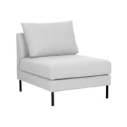 Kuvan Seasons-moduulimalliston 75 cm keskimoduulissa on vaaleanharmaa Lido 27 Silver -kangasverhoilu ja 15 cm korkeat jalat.