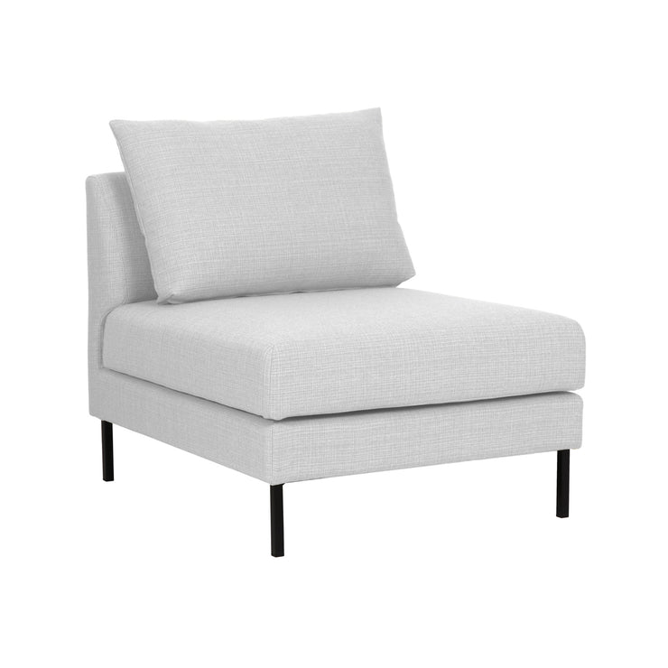 Kuvan Seasons-moduulimalliston 75 cm keskimoduulissa on vaaleanharmaa Lido 27 Silver -kangasverhoilu ja 15 cm korkeat jalat.