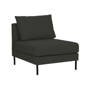 Kuvan Seasons-moduulimalliston 75 cm keskimoduulissa on antrasiitti Lido 47 Antracit -kangasverhoilu ja 15 cm korkeat jalat.