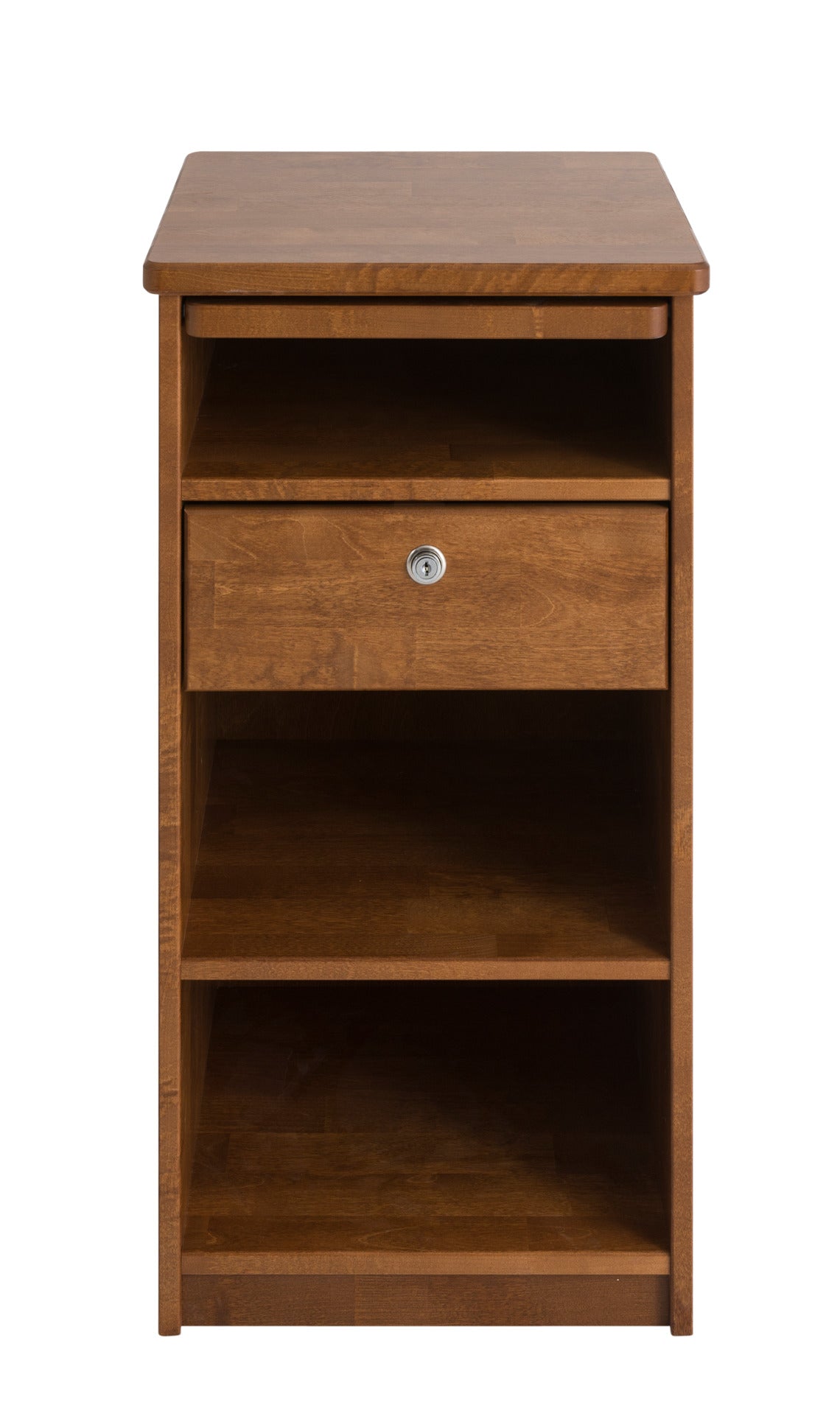 Petsatun pähkinän värinen Seniori-yöpöytä vetotasolla.