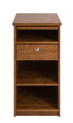 Petsatun pähkinän värinen Seniori-yöpöytä vetotasolla.