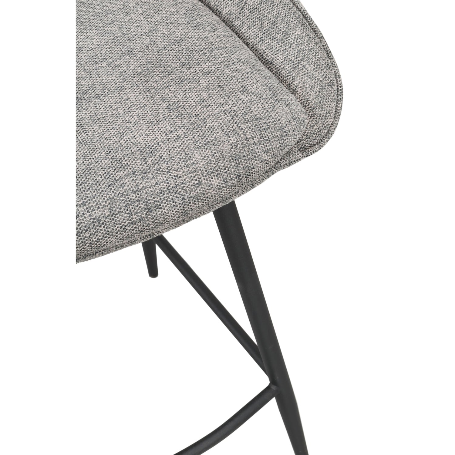 Lähikuva harmaan Sierra-baarituolin kangasverhoilusta.