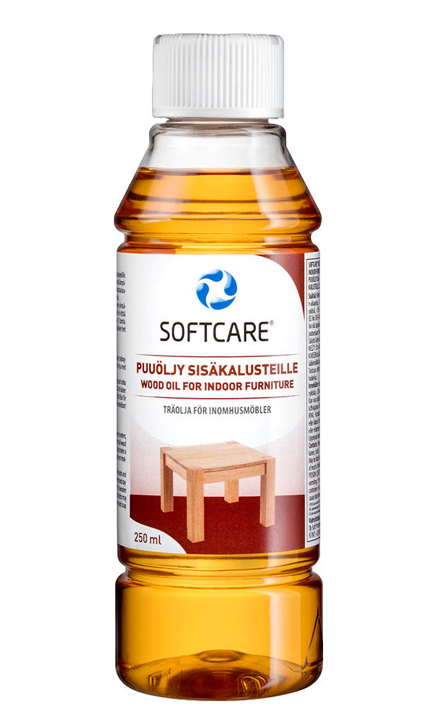 Softcare Puuöljy on sisäkalusteille sopiva öljy, joka muodostaa kauniin ja kestävän, kuivumista ja likaantumista estävän pinnan.