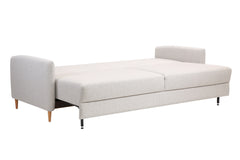 3-istuttava Stockholm-vuodesohva vaaleanharmaalla Diamonds 104 -kankaalla ja 12 cm korkeilla luonnonvärisillä tammijaloilla. Vuodesohvassa on näppärästi avautuva Easy Deluxe -vuodemekanismi.