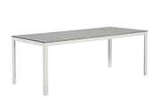 Valkoinen/harmaa Suvi Aintwood -ruokapöytä koossa 200 x 90 cm.