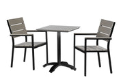 Suvi Cafe -ruokapöytä 60 x 60 cm ja kaksi Suvi Aintwood -tuolia, väri harmaa.