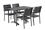 Suvi Cafe -ruokapöytä keskijalalla 120 x 76 cm ja neljä Suvi Aintwood -tuolia, väri musta. 