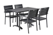 Kuvassa on musta Suvi Cafe -ruokapöytä yhdessä Suvi Aintwood -tuolien kanssa.