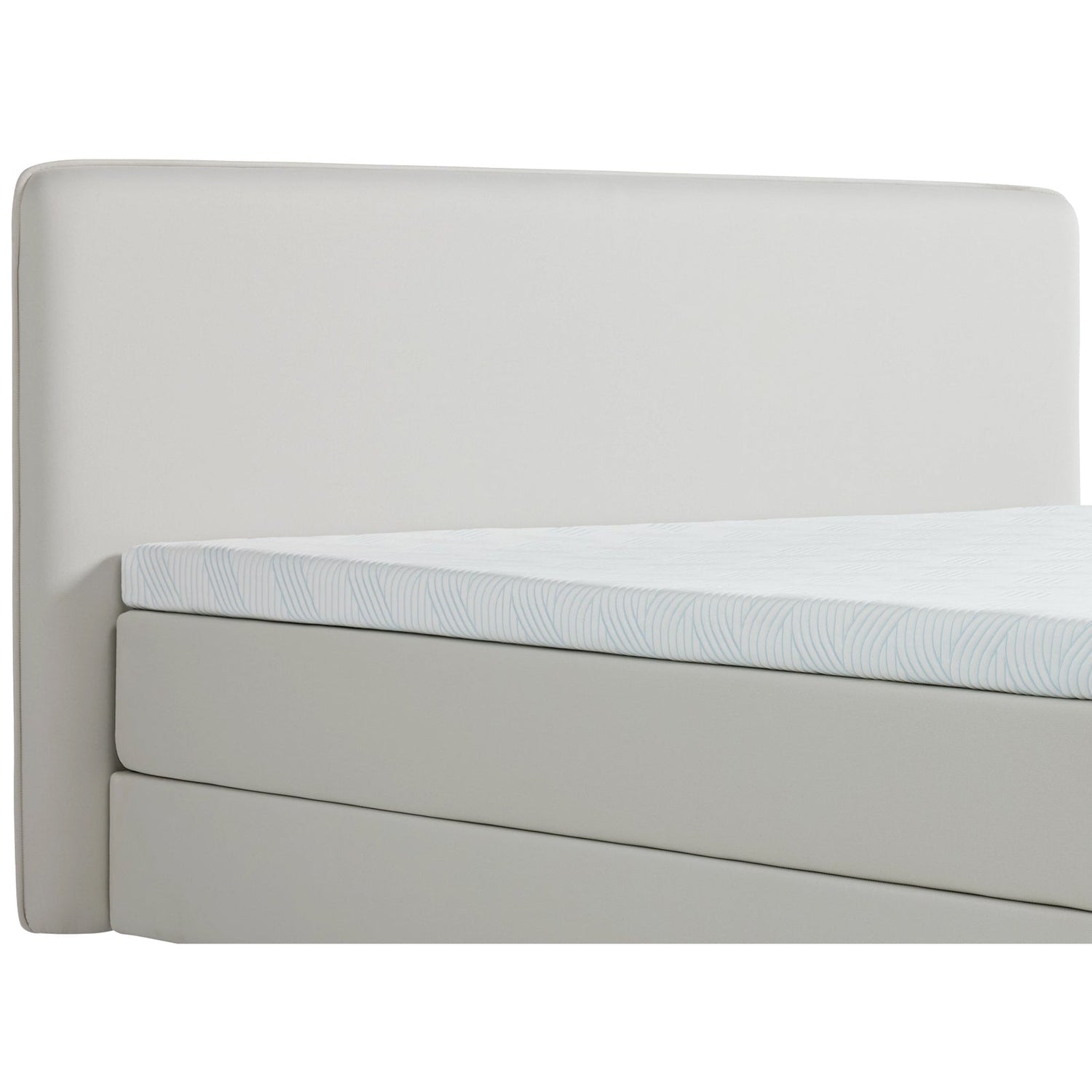 TEMPUR NORTH jenkkisänky vaalealla Ivoryn värisellä kangasverhoilulla ja TEMPUR Pro SmartCool -sijauspatjalla. Kuvan sängynpääty myydään erikseen.