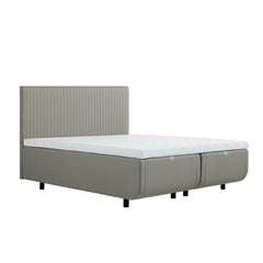 Kuvassa on 160 - 180cm TEMPUR NORTH runkosänky hiekanvärisellä Sand -kangasverhoilulla ja TEMPUR Pro Luxe SmartCool -sijauspatjalla, sekä mustalla jalkasarjalla. Kuvan sängynpääty myydään erikseen.