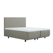 Kuvassa on 160 - 180cm TEMPUR NORTH runkosänky hiekanvärisellä Sand -kangasverhoilulla ja TEMPUR Pro Luxe SmartCool -sijauspatjalla, sekä mustalla jalkasarjalla. Kuvan sängynpääty myydään erikseen.