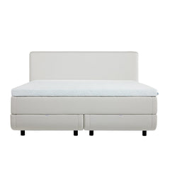 TEMPUR NORTH jenkkisänky vaalealla Ivory-kangasverhoilulla ja TEMPUR Pro SmartCool -sijauspatjalla, sekä mustalla jalkasarjalla. Kuvan sängynpääty myydään erikseen.