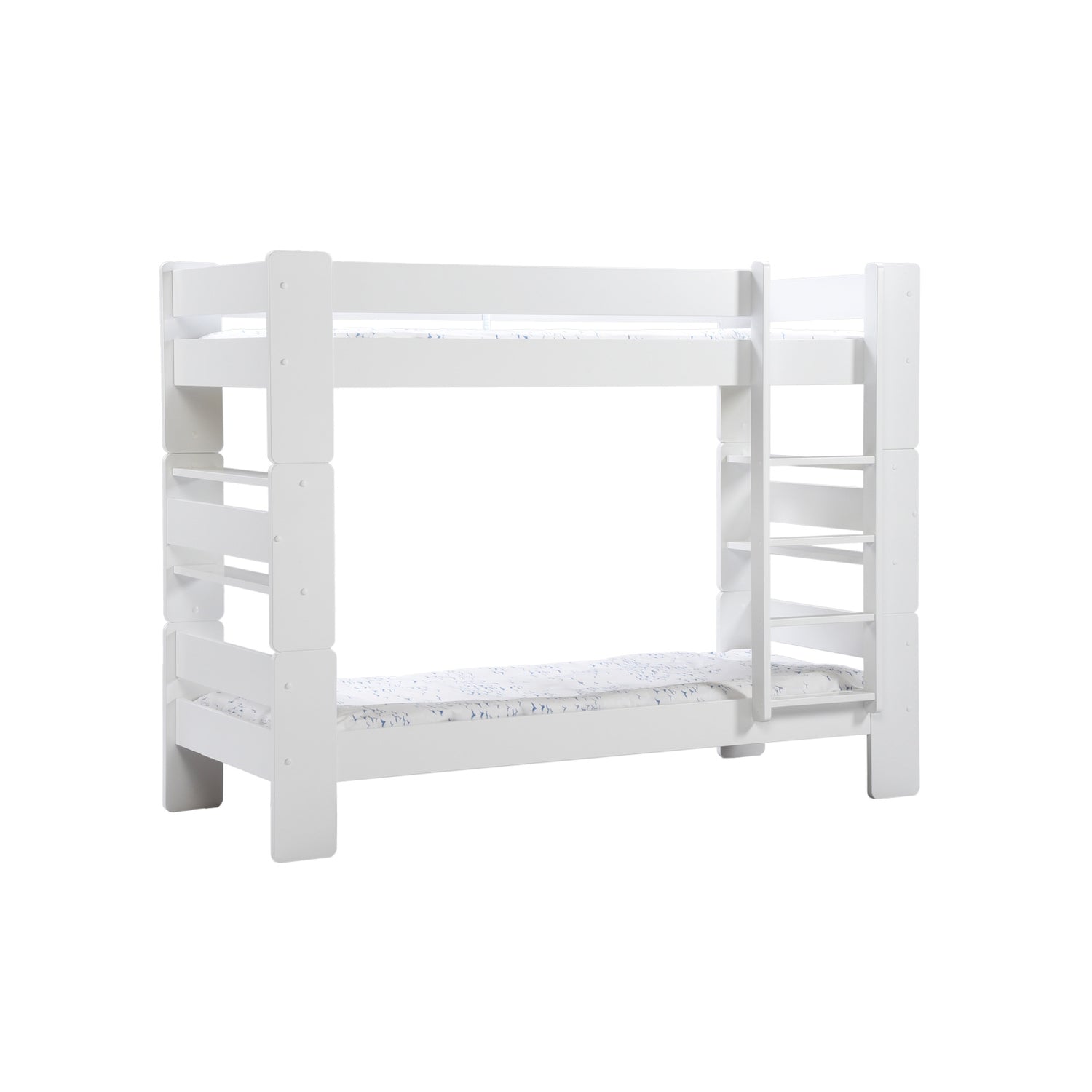 Valkoinen Unipuu-kerrossänky. Patja ja petivaatteet myydään erikseen.