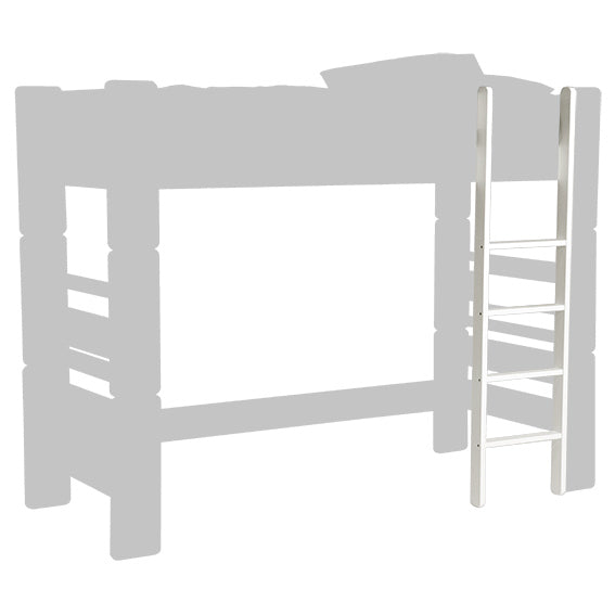 Valkoiset korkean Unipuu-parvisängyn tikkaat.