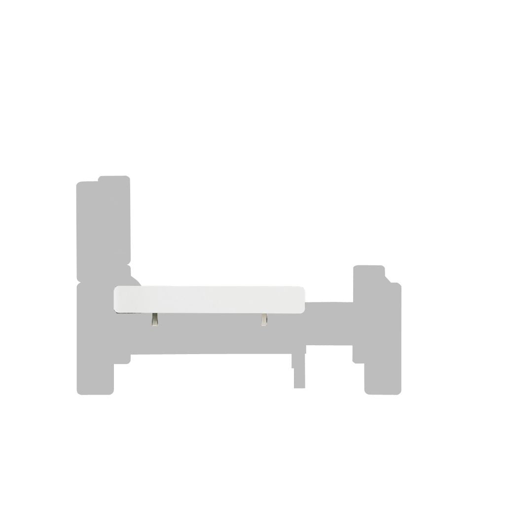 Unipuun lyhyt turvalaita tuo turvaa nukkujalle Unipuun peruslastensängyissä. Kuvassa on valkoinen turvalaita, jonka kiinnitys tapahtuu kahdella raudalla.