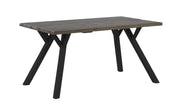 Venla-ruokapöytä 150 x 90 cm harmaalla mäntykannella ja mustilla puujaloilla.