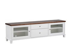 Leveä Aada tv-taso ruskealla kannella.