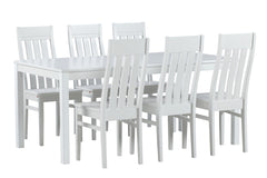 Kaisla/Kanerva 6 hengen ruokailuryhmä kokonaan valkoisena.