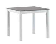 Valkoinen Kaisla-ruokapöytä 80 x 80 cm harmaalla kannella.