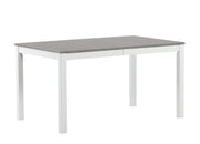  Jatkettava Kaisla-ruokapöytä harmaalla koivukannella. Jatko-osan ollessa pois käytöstä pöydän koko on 140 x 85 cm.
