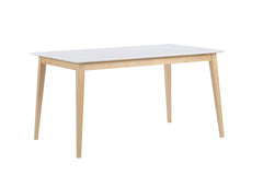 Laine-ruokapöytä koossa 130 x 80 cm koivun värisillä jaloilla.