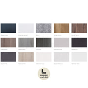Lakeus Design -kaappien runkoon ja oviin saatavilla olevat värivaihtoehdot.
