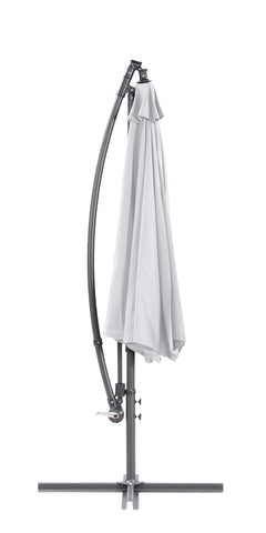 Valkoinen sivuvarjo suljettuna.