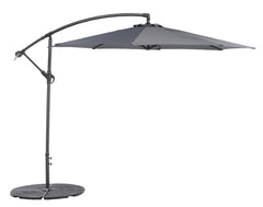 Maksullisena lisävarusteena varjoon on saatavana varren ristikon päälle asennettava kuvan 4 x 12,5 kg painosarja. Kuvassa harmaa varjo.