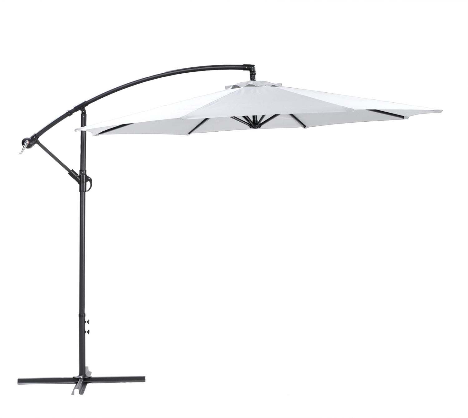 Suuri 300 cm sivuvarjo valkoisena.