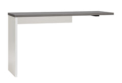 Kuvassa on Viiva-kirjoitustaso antrasiitinvärisellä kannella. Tasosta saadaan työpöytä yhdessä saman malliston 3-laatikkoisen lipaston kanssa.